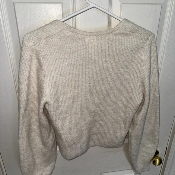 Cream Fine Rib Knit Sweater - Picture 7 of 10